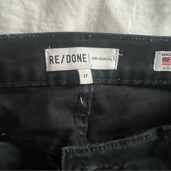 Re/Done black stovepipe cropped ankle jeans - Picture 2 of 4